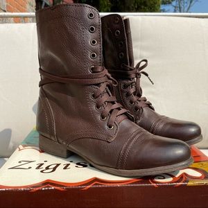 Zigi Soho “Punisher” Combat Boot - Brown Leather